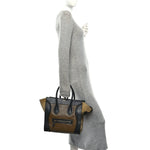Satin Calfskin Suede Mini Tri-Color Luggage Olive