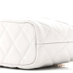 Shiny Caviar Quilted Hobo Clutch With Chain Light Grey