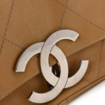 Lambskin Diamond Stitched CC CC East West Flap Beige