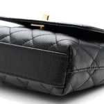 Caviar Quilted Coco Handle Clutch With Chain Black