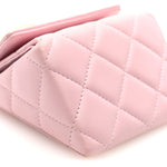 Lambskin Quilted Pearl Pyramid Clutch With Chain Pink