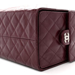 Shiny Crumpled Calfskin Quilted Medium Chanel 25 Handbag Dark Burgundy