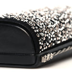 Crystal Calfskin Minaudiere Clutch Black