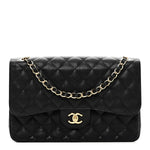 Caviar Quilted Jumbo Double Flap Black