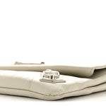 Chevre Silver Metallic Edge Hardware Envelope Clutch Gris Glace