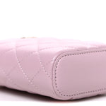 Caviar Quilted Small Vertical Coco Beauty Vanity Case With Chain Light Pink