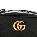 Calfskin Matelasse Mini GG Marmont Chain Shoulder Bag Black