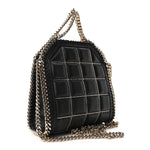 Vegan Leather Quilted Tiny Falabella Tote Black