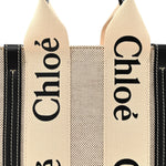 Cotton Calfskin Small Woody Ribbon Tote White Blue