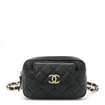 Lambskin Quilted Waist Bag Black