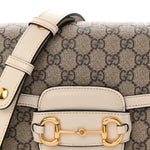 GG Supreme Monogram Horsebit 1955 Shoulder Bag Beige Mystic White