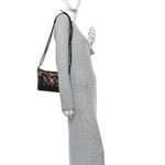 Metallic Crumpled Goatskin Quilted Small Gabrielle Hobo Black Rose Gold