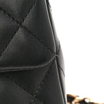 Lambskin Quilted Mini Rectangular Flap Black White