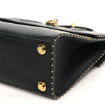 Calfskin Taurillon Studded City Steamer One Handle Bag Black