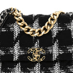Tweed Quilted Large Chanel 19 Flap Black White