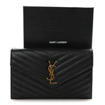 Grain De Poudre Matelasse Chevron Monogram Chain Wallet Black