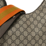 GG Supreme Monogram Textured Calfskin Web Large Attache Shoulder Bag Beige Ebony New Acero