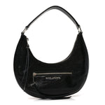 Crinkled Calfskin Crusier Crescent Bag Black