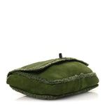 Suede Shearling Flap Clutch Green