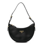 Soft Calfskin Arque Shoulder Bag Black