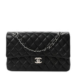Lambskin Quilted Medium Double Flap Black