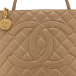 Caviar Quilted Medallion Tote Beige