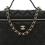 Caviar Quilted Top Handle Slim Vanity With Chain Black