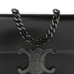 Shiny Calfskin Triomphe Chain Bag Black