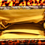 Silk Crystal Beaded Sequin Plexiglass Floral Vanda Circles Chain Clutch Multicolor