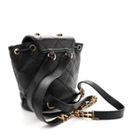 Lambskin Quilted Logo Mini Backpack Black