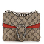 GG Supreme Monogram Suede Mini Dionysus Shoulder Bag Beige Ebony Vulcanic Red