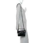 Patent Goatskin Quilted Small Gabrielle Hobo Black