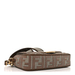 Wool Vitello King Houndstooth FF Embroidered Baguette Beige Moro
