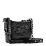 Aged Calfskin Quilted Small Gabrielle Hobo Black