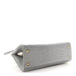 Crocodile Embossed Calfskin Mini Frances Tote Cloud Grey