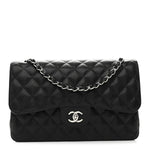 Caviar Quilted Jumbo Double Flap Black