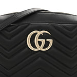 Calfskin Matelasse Small GG Marmont Camera Bag Black