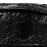Crinkled Calfskin Matelasse Monogram Baby Niki Chain Satchel Black