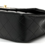Lambskin Quilted Mini Rectangular Flap Black