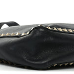 Vitello Calfskin Small Rockstud Flip-Lock Messenger Bag Black