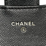 Caviar Quilted Flap Card Holder On Chain Black