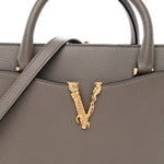 Grainy Calfskin Virtus Top Handle Tote Grey