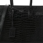 Calfskin Crocodile Embossed Baby Sac De Jour Black