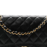 Caviar Quilted Medium Double Flap Black
