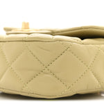Lambskin Enamel Quilted Mini Coco Hearts Square Flap Light Green