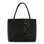 Caviar Quilted Medallion Tote Black