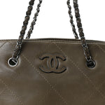 Washed Calfskin Diamond Stitch Hamptons Shopping Tote Green