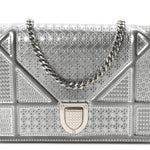 Metallic Patent Micro-Cannage Diorama Wallet on Chain Pouch Silver