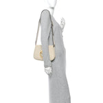 Roxy Calfskin Blondie Chain Shoulder Flap Bag Mystic White