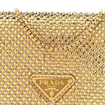 Satin Crystal Metal Triangle Logo Card Holder With Strap Platino